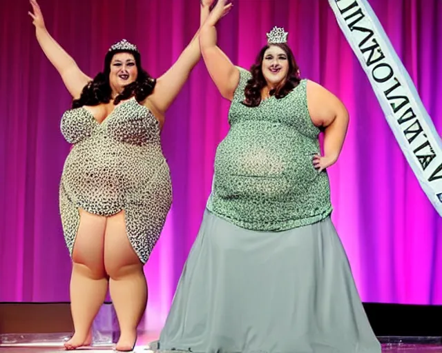 Prompt: gorgeous fat woman wins beauty pageance