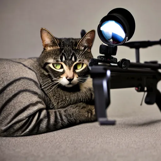 Image similar to photo of a cat sniper with sniper rilfe