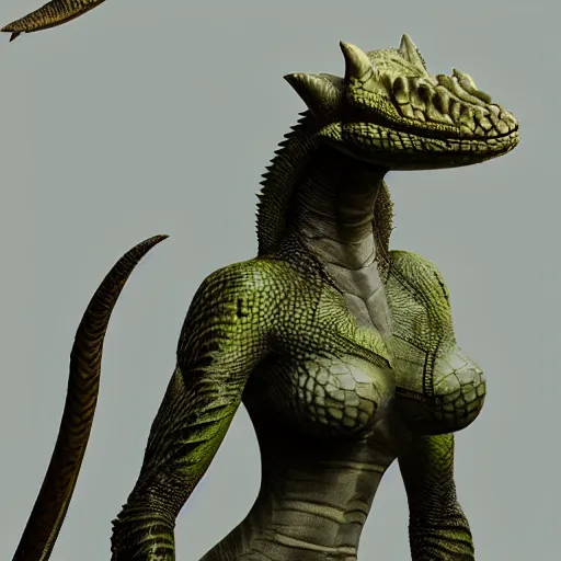 Prompt: character render of a beautiful feminine anthro reptile Argonian fursona with a slender tail and detailed smooth scales from Skyrim, highly detailed, octane render, cgsociety, loverslab, furaffinity