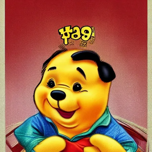 Image similar to portrait of Xi Jinping looking like Winnie the Pooh, parody