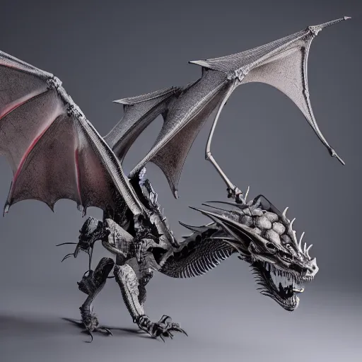 Image similar to dragon skeleton, studio photography, 4 k