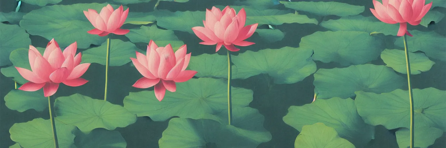 Prompt: lotus flower painting magritte