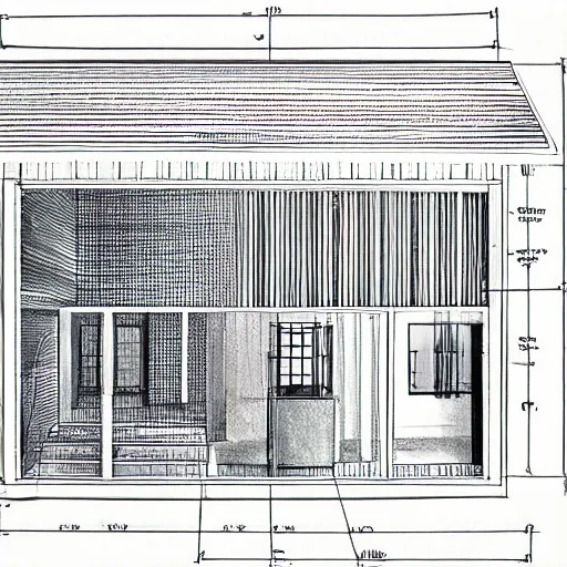 Image similar to blueprint of a small house architecture textbook illustration