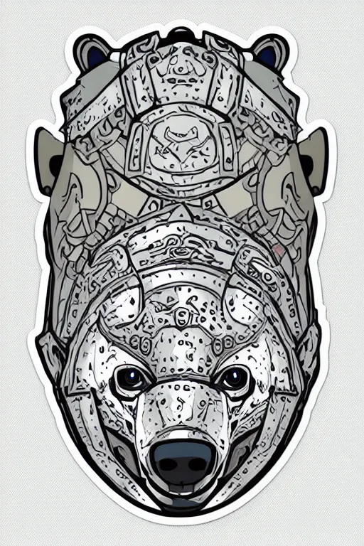 Image similar to Portrait of a polar bear in medieval armor, knight, medieval, sticker, colorful, illustration, highly detailed, simple, smooth and clean vector curves, no jagged lines, vector art, smooth