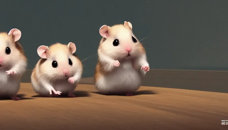 Prompt: very very very cute hamsters by Max Kostenko and Bobby Chiu, disney, pixar, MPC, Framestore, character design for animation, video game character, cute, adorable, uplight, a lineup of characters, big disney eyes, symmetrical eyes, cuteness, 3d render, octane rendered, highly detailed, cinematic lightning, rendered by maya and houdini, highly detailed, unreal engine, Trending on Artstation, octane render, 4k, 8k, HD, oil on Canvas by Elena Zhurikhina and Goro Fujita and Charlie Bowater