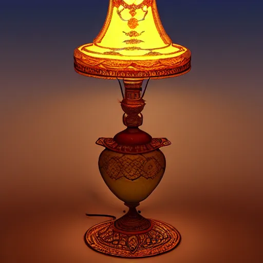 Image similar to A genie's ornate lamp, from the sands of the dessert, Visual Novel, Exposure, Overdimensional, Megapixel