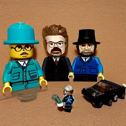 Image similar to breaking bad van and Walter White and Jesse pinkman as a lego set