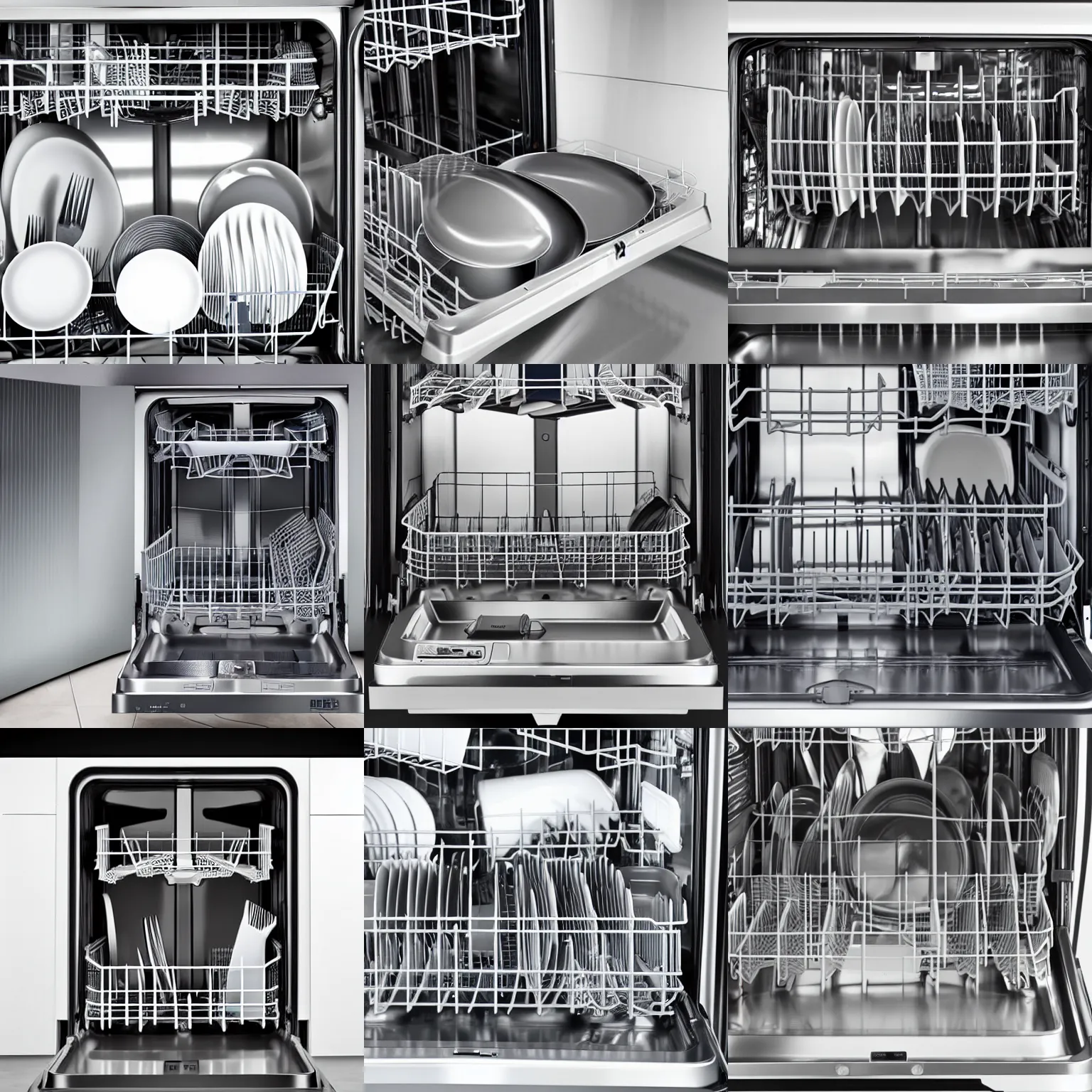 Prompt: professional photo of the inside of a dishwasher that is open, its contents are one iron frying pan!!!!! in the dishwasher (((racks))), the frying pan is rusty!, highly detailed, high quality, HD, 4k, 8k, Canon 300mm, professional photographer, 40mp, lifelike, top-rated, award winning, realistic, sharp, no blur, edited, corrected, trending