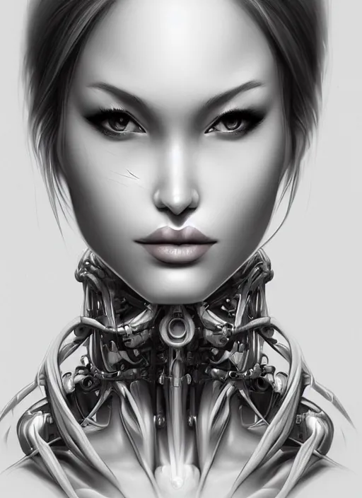 Prompt: portrait of a woman by Artgerm, biomechanical, hyper detailled, trending on artstation