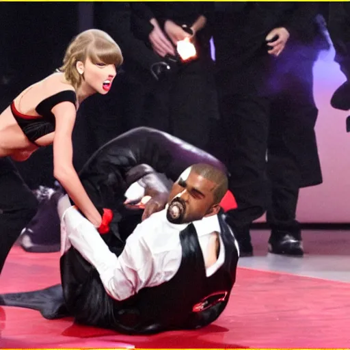 Image similar to taylor swift beating kanye up