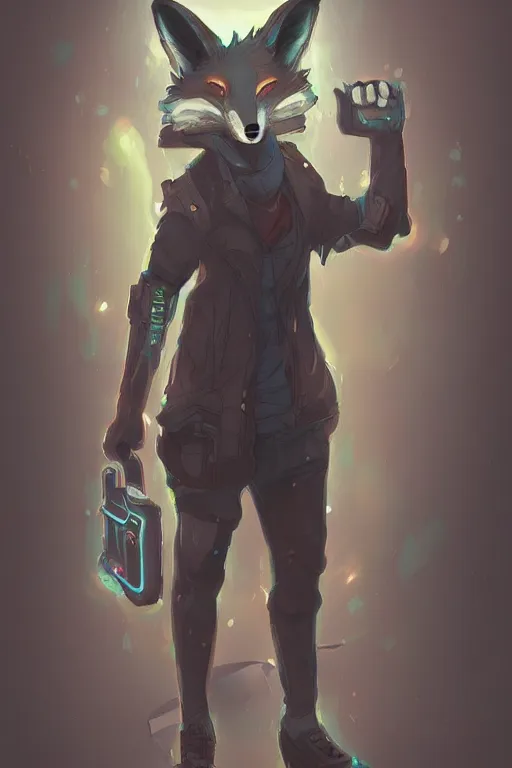 Image similar to a fox fursona, trending on artstation, by kawacy, furry art, digital art, cyberpunk, high quality, backlighting