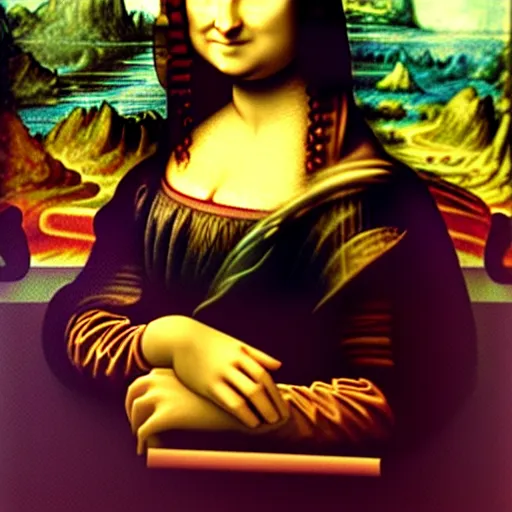 Prompt: the Mona Lisa smoking a cigar