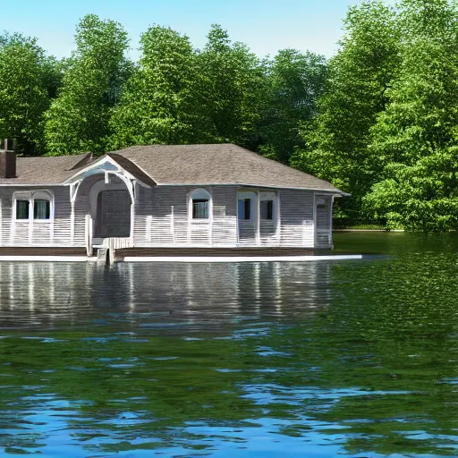 Prompt: a house on the lake, cinematic, hyper realistic