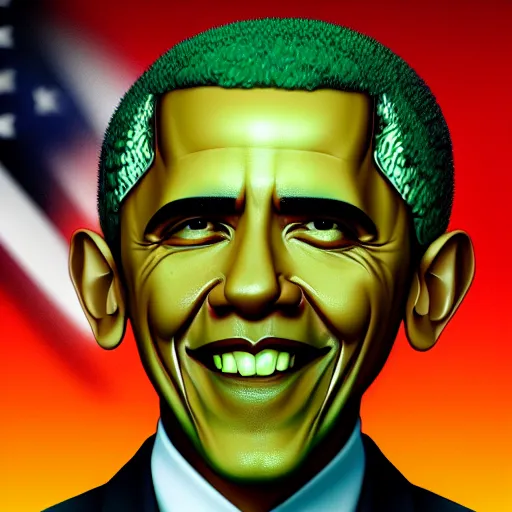 Image similar to barack obama is fused into broccoli, hyperdetailed, artstation, cgsociety, 8 k