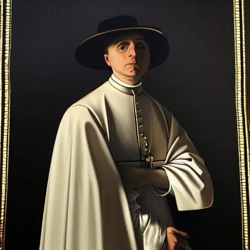 Prompt: The young pope, portrait by Caravaggio