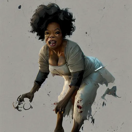 Prompt: oprah is a zombie geog darrow greg rutkowski