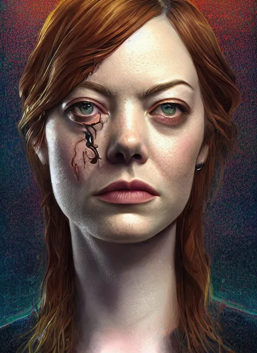 Prompt: lovecraft lovecraftian portrait of emma stone, cthulhu, hyper detailed, digital art, trending in artstation, cinematic lighting, studio quality, smooth render, unreal engine 5 rendered, octane rendered, art style by klimt and nixeu and ian sprigger and wlop and krenz cushart.