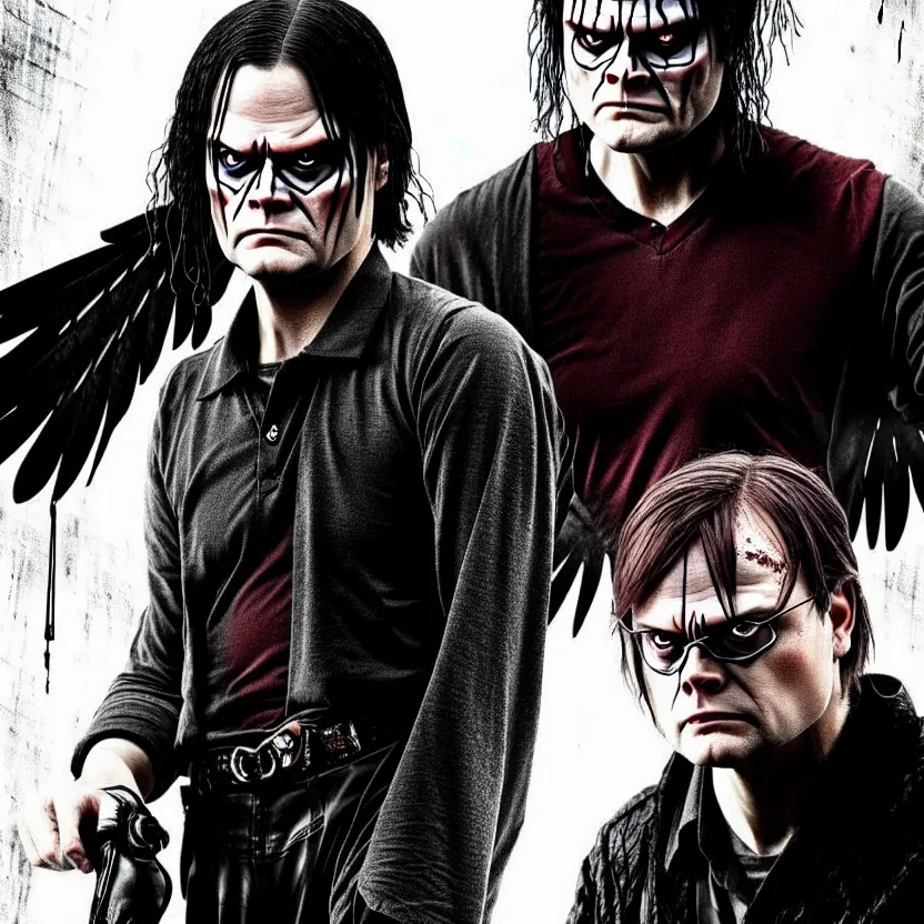 Prompt: dwight schrute starring as the crow movie poster, 8 k,