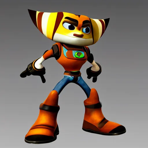 Prompt: ratchet and clank 3d style models in real life