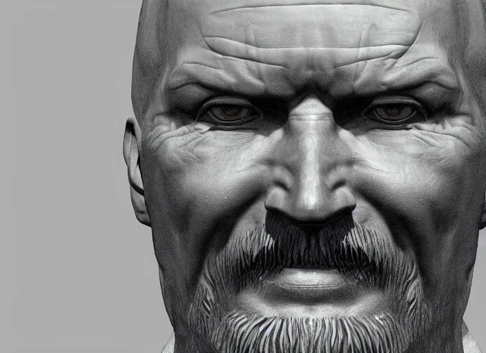 Prompt: hyper detailed portrait of smiling lenin big guy by don mccullin, unreal engine 5, lumen, nanite, dslr