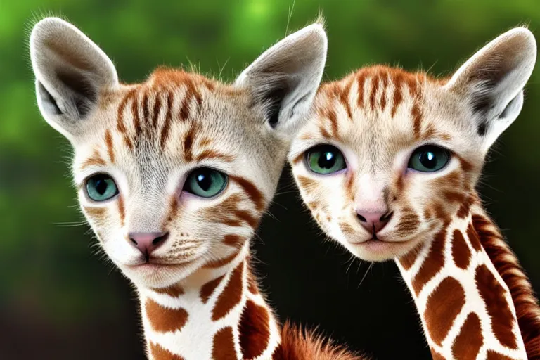 Prompt: a kitten giraffe hybrid