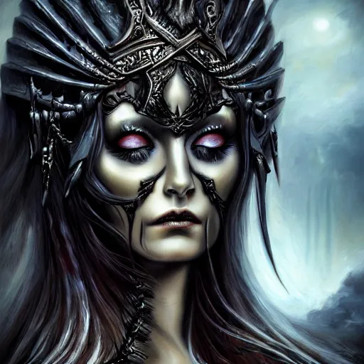 Prompt: candid photographic close - up - portrait, goddess of death, by anne stokes, photorealism, uhd - resolution, hyperdetailed