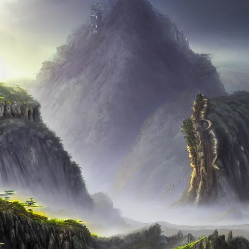 Prompt: a giant xianxia landscape, fantasy, HD.