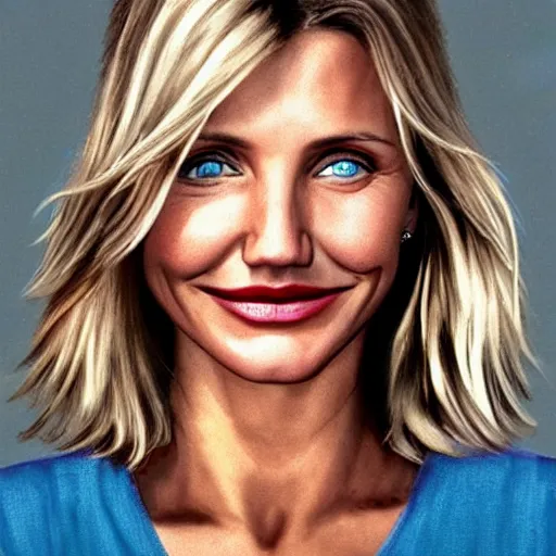 Image similar to cameron diaz portrait, maincraft,