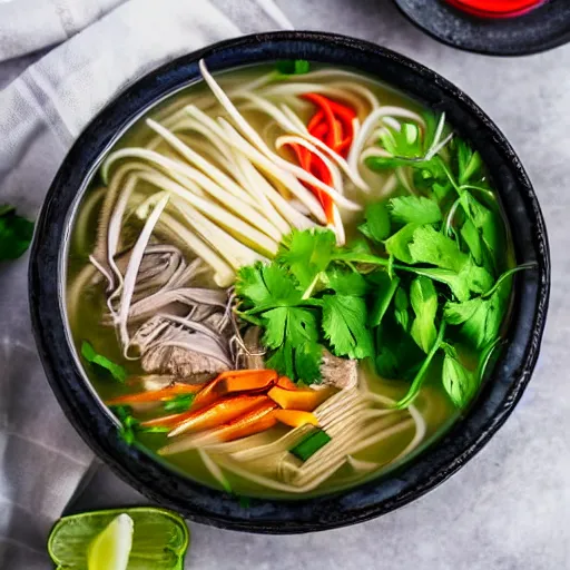 Prompt: food photography bowl of pho