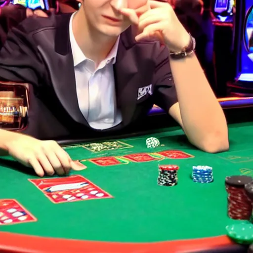 Image similar to closeup of handsome gigachad XQC gambling