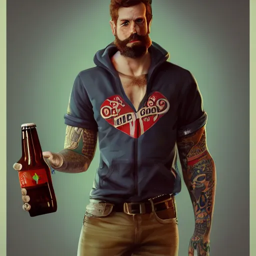 Prompt: Funcy Pop of Man holding beer, hyperdetailed, artstation, cgsociety, 8k,