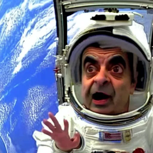 Prompt: Mr Bean's hilarious hijinx on the international space station