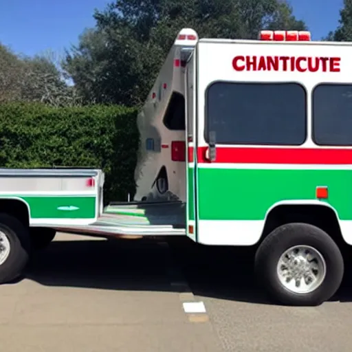 Image similar to big chungus meme, anthropomorphic ambulance shaped like big chungus, high resolution photo