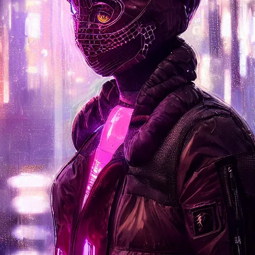 Image similar to portrait of a skill magic deepdream guard girl cyberpunk futuristic, reflective puffer jacket, black leggings from the back radiating a glowing aura by ismail inceoglu dragan bibin hans thoma, perfect face, fine details, realistic shaded, fine - face, pretty face