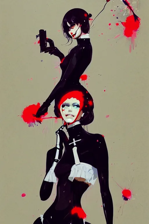 Image similar to a ultradetailed portrait painting of a stylish woman wearing french maid outfit, by conrad roset, greg rutkowski and makoto shinkai trending on artstation