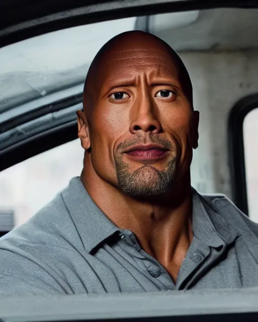 Image similar to film still close - up shot of dwayne johnson as a london cab driver. photographic, photography