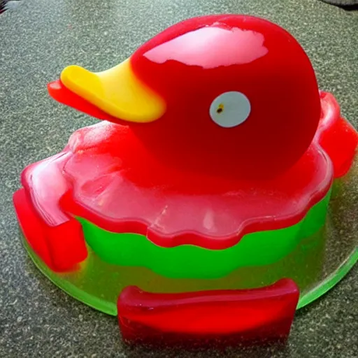 Prompt: a duck made out of jello