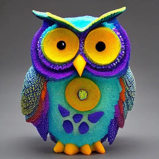 Prompt: symmetrical detailed sculpture of an owl, made of Colorful Sponge--cfg_scale=12
