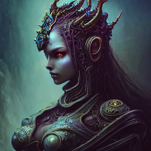 Image similar to a highly detailed long shot photo of chthonic warcraft female character by ayami kojima, beksinski, giger, intricate, digital painting, artstation, intricate, concept art, smooth, sharp focus, illustration