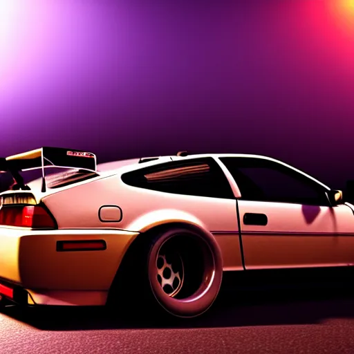 Prompt: a car 300ZX turbo drift at illegal car meet, shibuya prefecture, midnight mist streetlights, cinematic color, photorealistic, highly detailed wheels, highly detailed