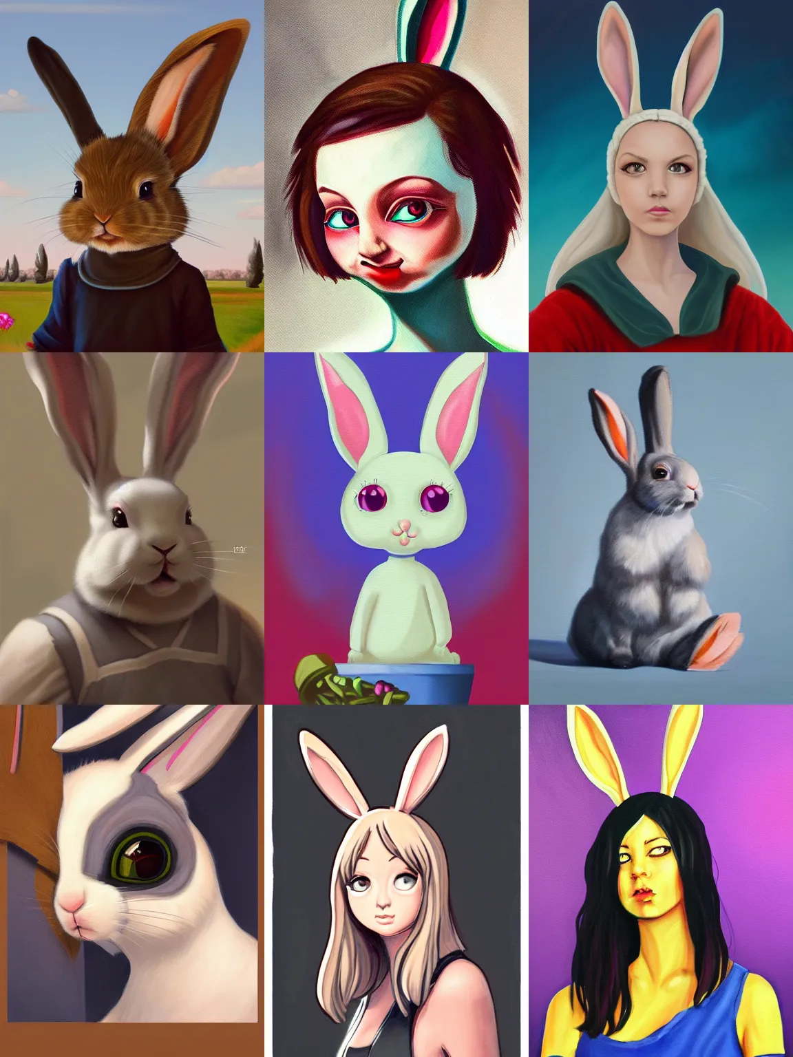 Prompt: painting of the mona rabbit bunny ears lisa as a bunny rabbit bunny rabbit bunny rabbit, trending on artstation