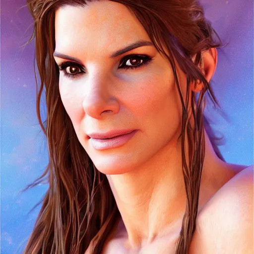 Image similar to hyperrealist portrait of sandra bullock as lady godiva, fantasy art, photo realistic, dynamic lighting, artstation, poster, volumetric lighting, very detailed faces, 4 k, award winning