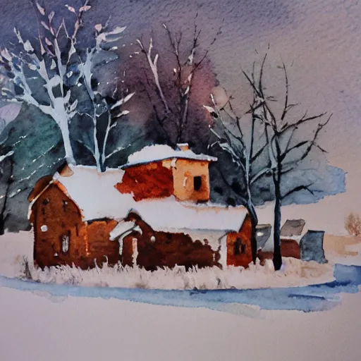 Prompt: winter watercolor illustration style