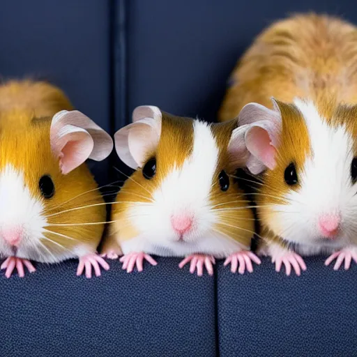 Prompt: photo of two hamsters, holding paws, on a cinema seat, various poses, unedited, dim light, sharp focus, 8 k