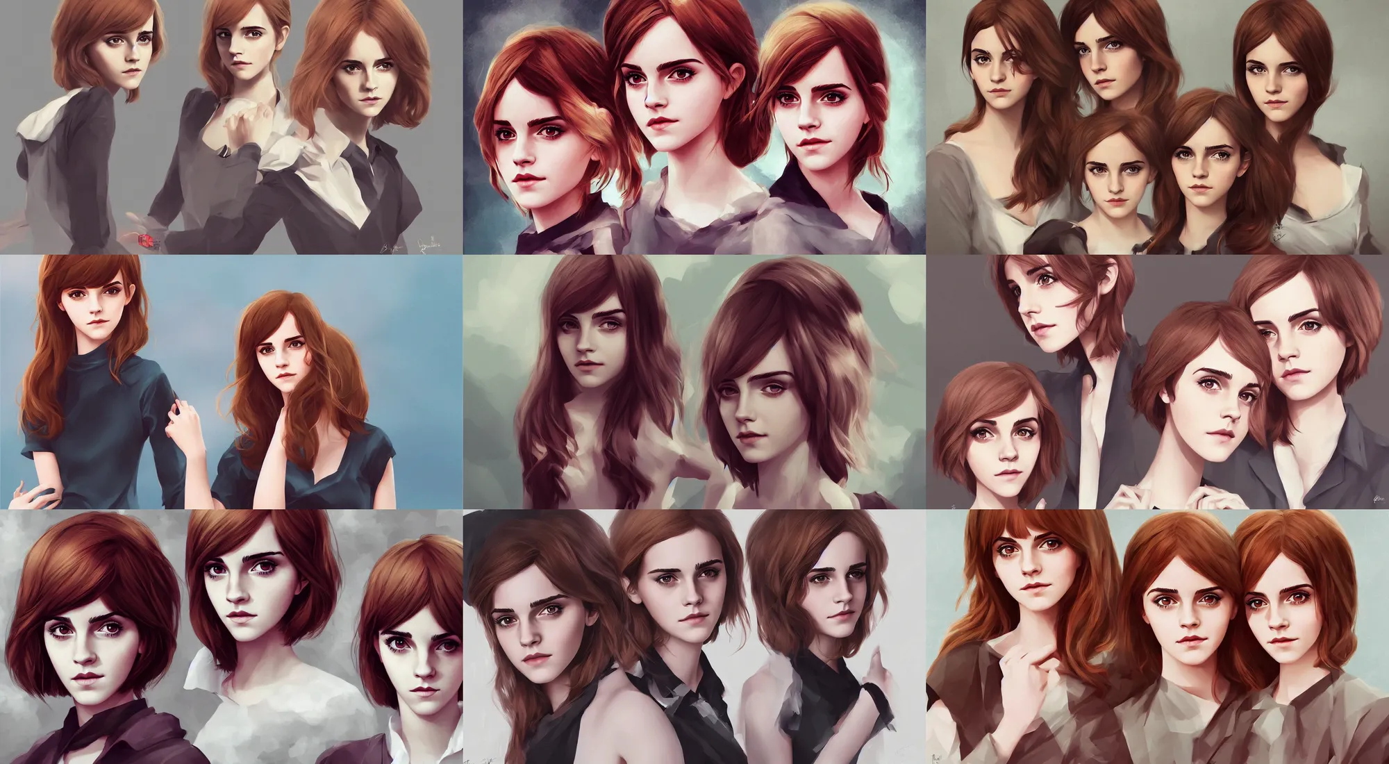 Prompt: mix of emma watson and christina hendricks, ilya kuvshinov, rossdraw