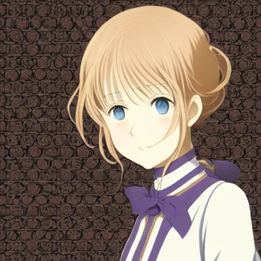 Prompt: character face portrait of violet evergarden by kyoto animation, in a victorian home background, anime