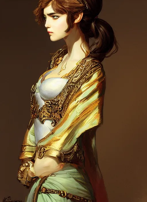 Image similar to portrait of an elegant ancient roman character in ornate armor, by ilya kuvshinov, by thomas lawrence, by bayard wu, trending on artstation, masterpiece