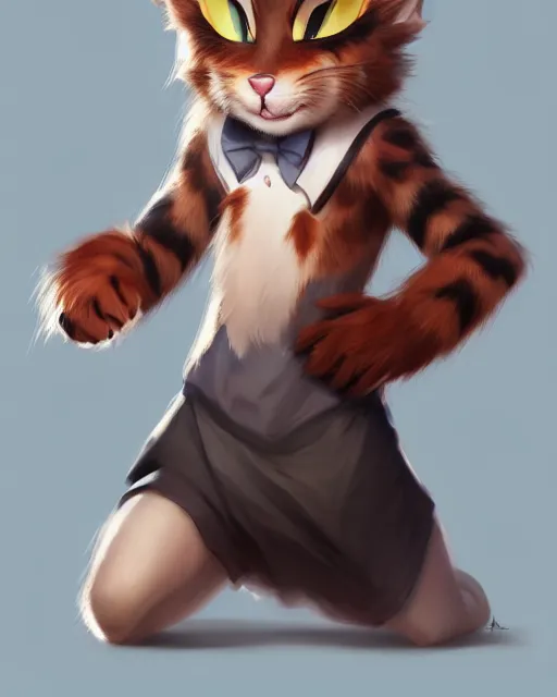 Image similar to character concept art of a male anthropomorphic furry cat | | cute - fine - face, pretty face, key visual, realistic shaded perfect face, fine details by stanley artgerm lau, wlop, rossdraws, james jean, andrei riabovitchev, marc simonetti, and sakimichan, trending on artstation