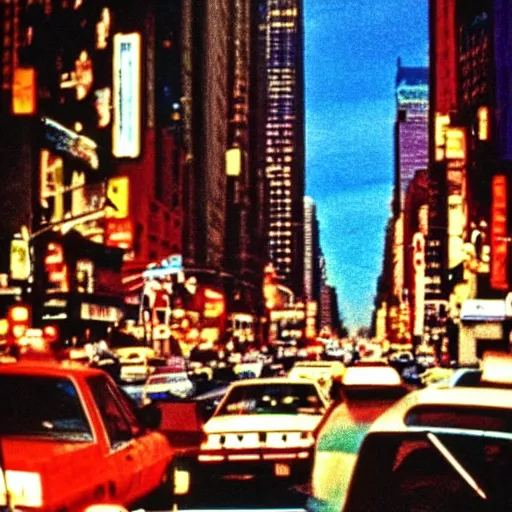 Image similar to Beautiful colored-photo cameraphone 1988 soft Photograph of New York city a tnight