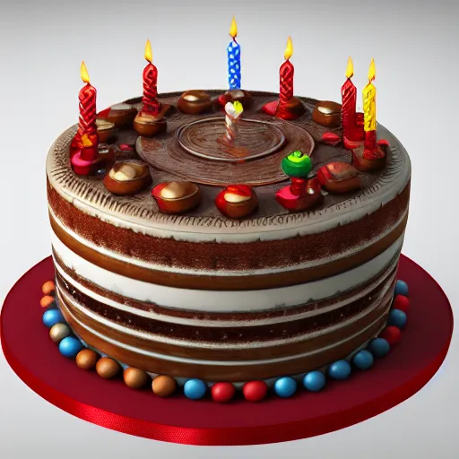 Image similar to an intricate render of a birthday cake with a red beard, unreal engine, rendered by Octane, 4k